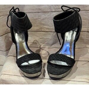 Colin Stuart Black ankle-strap 5” Stiletto Platform heels Size 6